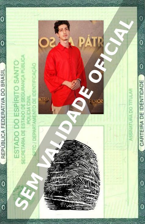 Imagem hipotética representando a carteira de identidade de Johnny Massaro