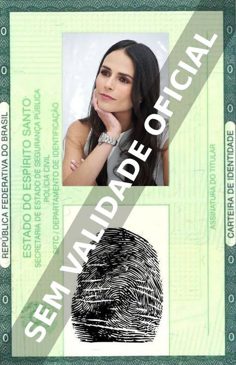 Imagem hipotética representando a carteira de identidade de Jordana Brewster