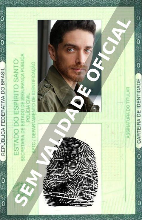 Imagem hipotética representando a carteira de identidade de Josh Keaton