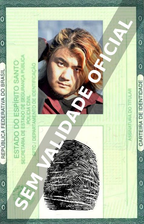 Imagem hipotética representando a carteira de identidade de Kaiji Tang
