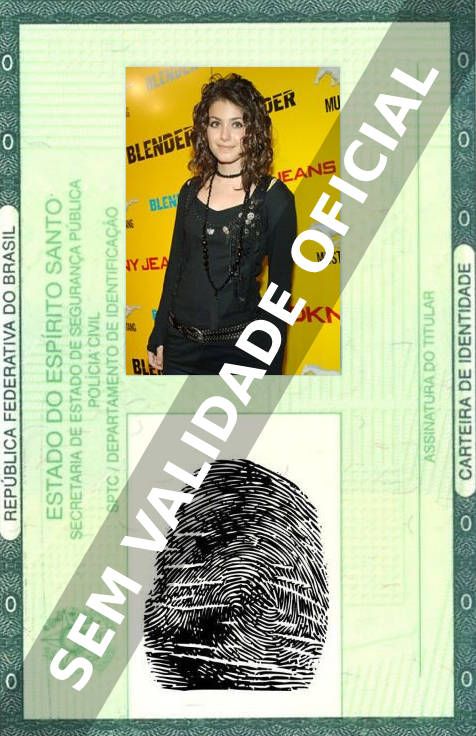 Imagem hipotética representando a carteira de identidade de Katie Melua
