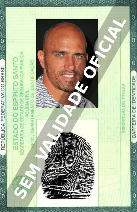 Imagem hipotética representando a carteira de identidade de Kelly Slater