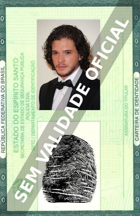 Imagem hipotética representando a carteira de identidade de Kit Harington