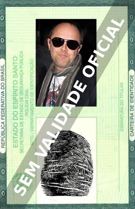 Imagem hipotética representando a carteira de identidade de Lars Ulrich