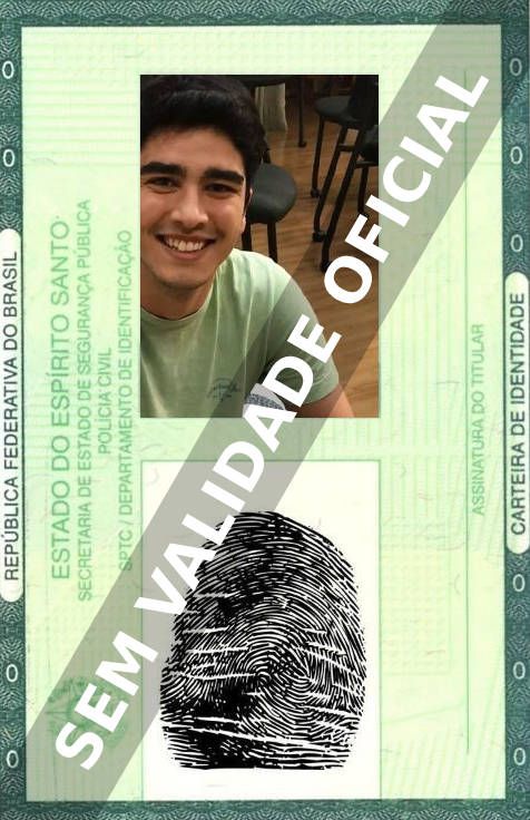 Imagem hipotética representando a carteira de identidade de Leonardo Bittencourt