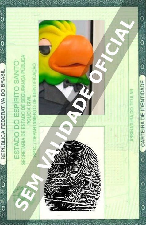 Imagem hipotética representando a carteira de identidade de Louro José