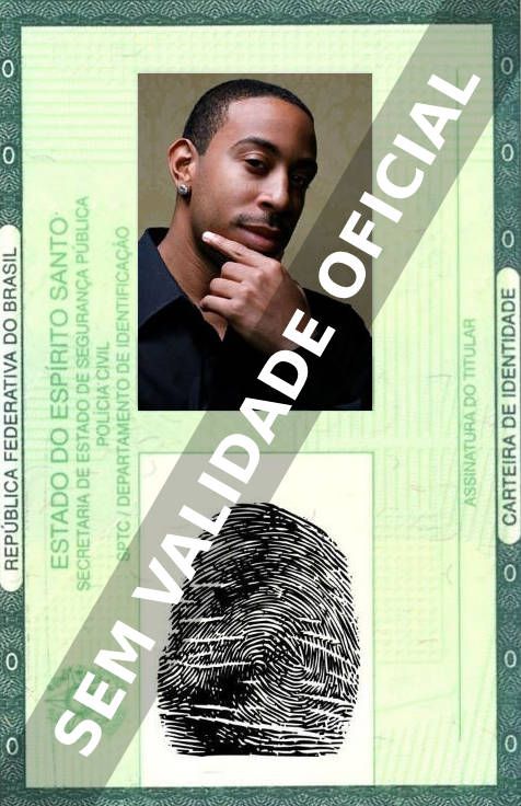 Imagem hipotética representando a carteira de identidade de Ludacris