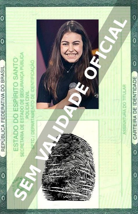 Imagem hipotética representando a carteira de identidade de Luiza Prochet