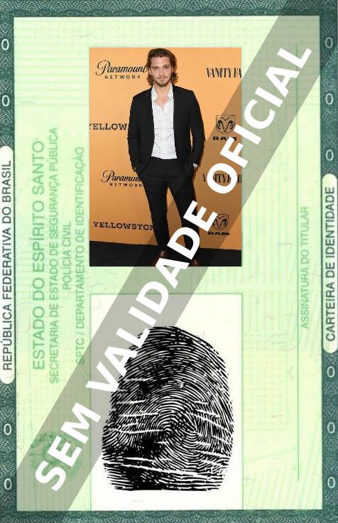 Imagem hipotética representando a carteira de identidade de Luke Grimes
