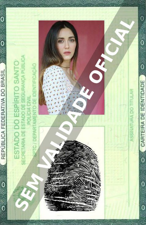 Imagem hipotética representando a carteira de identidade de Madeline Zima