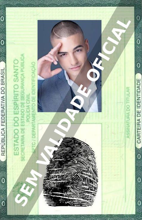 Imagem hipotética representando a carteira de identidade de Maluma