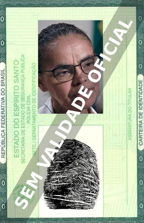 Imagem hipotética representando a carteira de identidade de Marina Silva
