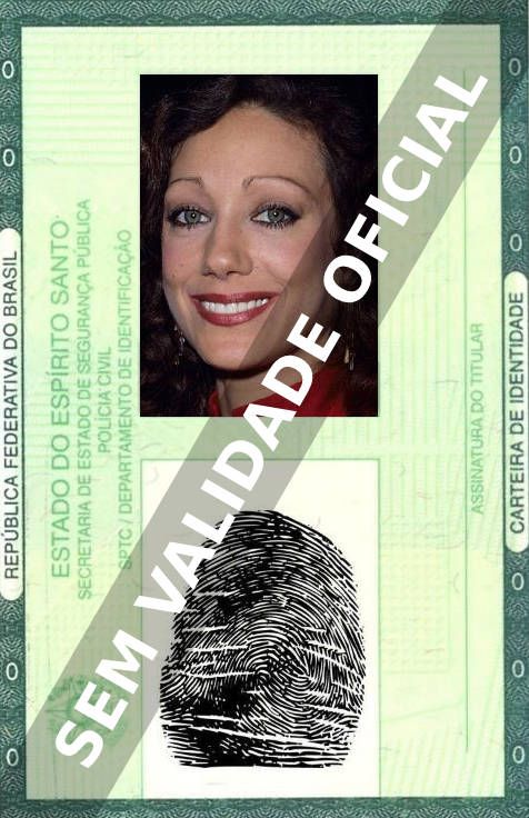 Imagem hipotética representando a carteira de identidade de Marisa Berenson