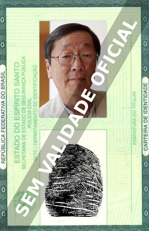 Imagem hipotética representando a carteira de identidade de Masaru Emoto