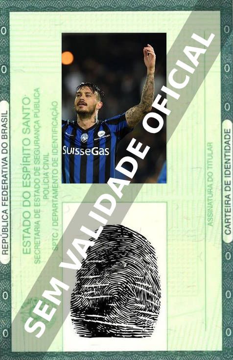 Imagem hipotética representando a carteira de identidade de Mauricio Pinilla