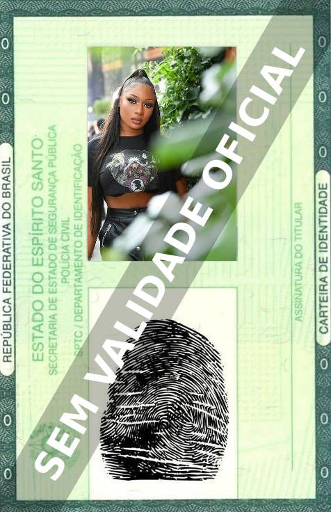 Imagem hipotética representando a carteira de identidade de Megan Thee Stallion