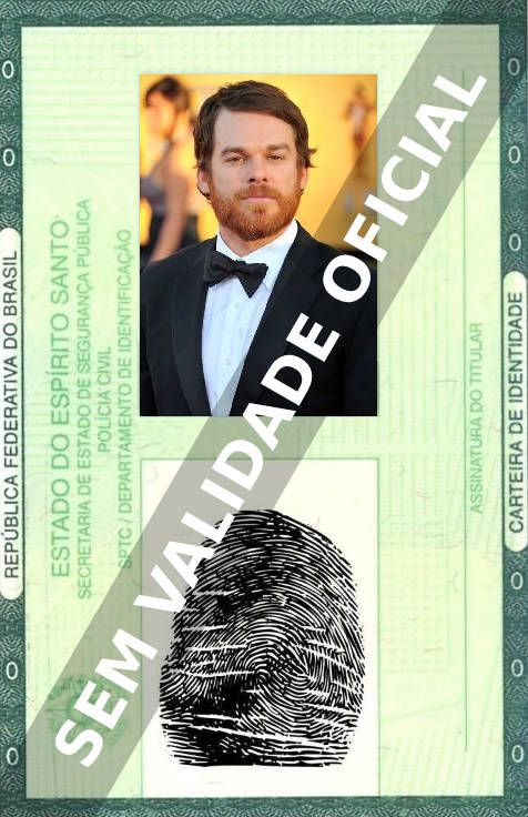 Imagem hipotética representando a carteira de identidade de Michael C. Hall