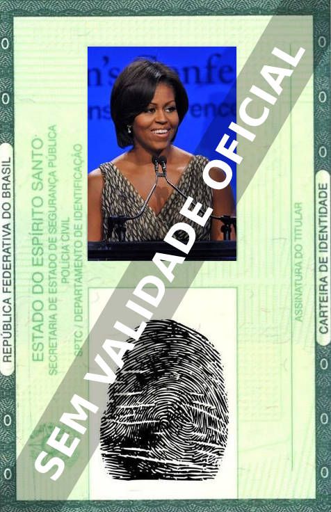 Imagem hipotética representando a carteira de identidade de Michelle Obama