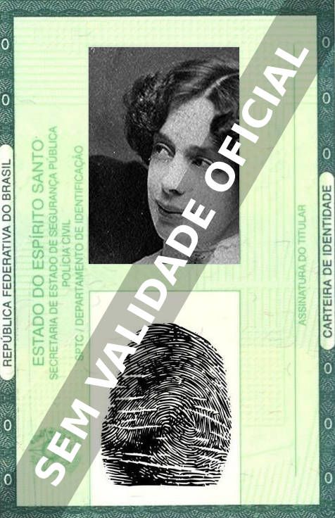 Imagem hipotética representando a carteira de identidade de Mrs. Harry Houdini