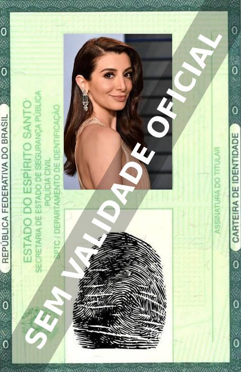 Imagem hipotética representando a carteira de identidade de Nasim Pedrad