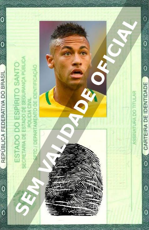 Imagem hipotética representando a carteira de identidade de Neymar