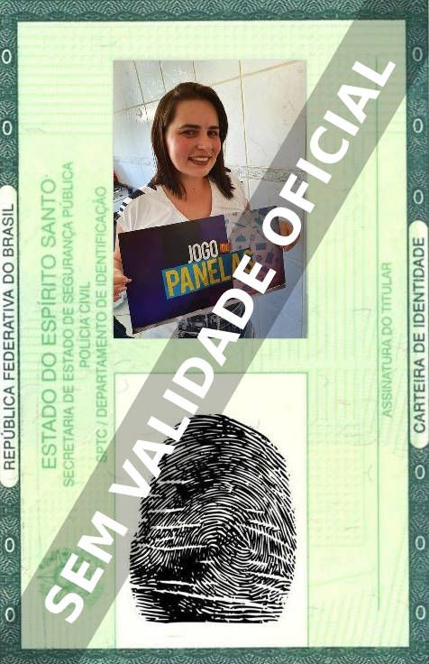 Imagem hipotética representando a carteira de identidade de Paola Matedi (Jogo de Panelas)
