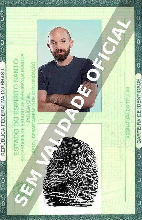 Imagem hipotética representando a carteira de identidade de Paul Scheer