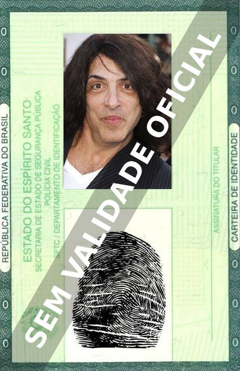 Imagem hipotética representando a carteira de identidade de Paul Stanley