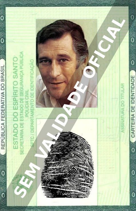 Imagem hipotética representando a carteira de identidade de Paulo Goulart