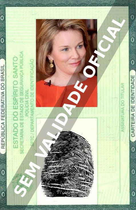 Imagem hipotética representando a carteira de identidade de Queen Mathilde