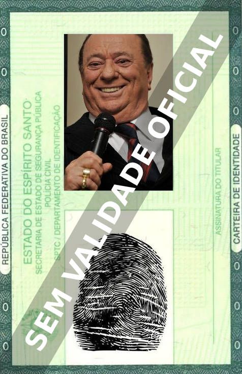 Imagem hipotética representando a carteira de identidade de Raul Gil