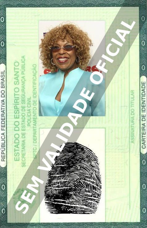 Imagem hipotética representando a carteira de identidade de Roberta Flack