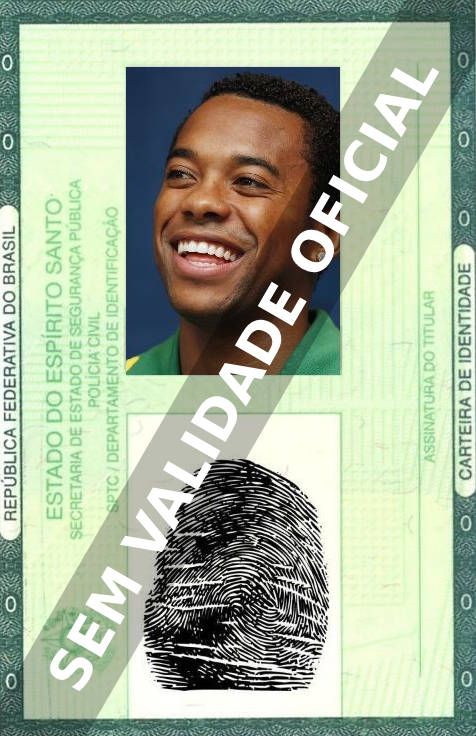 Imagem hipotética representando a carteira de identidade de Robinho