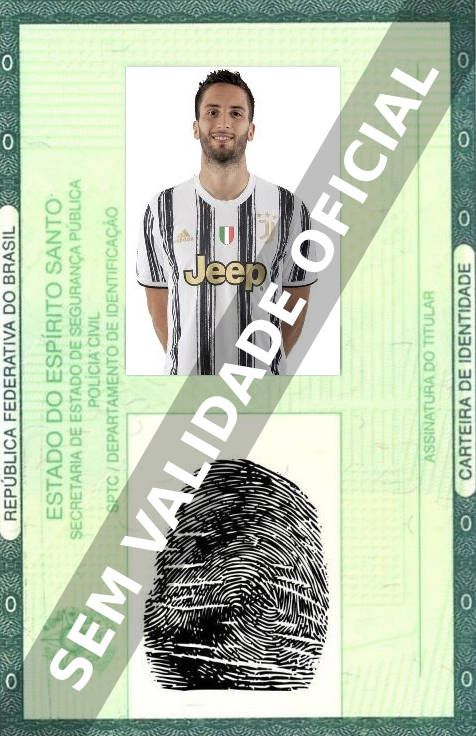 Imagem hipotética representando a carteira de identidade de Rodrigo Bentancur