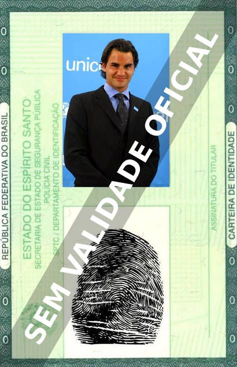 Imagem hipotética representando a carteira de identidade de Roger Federer