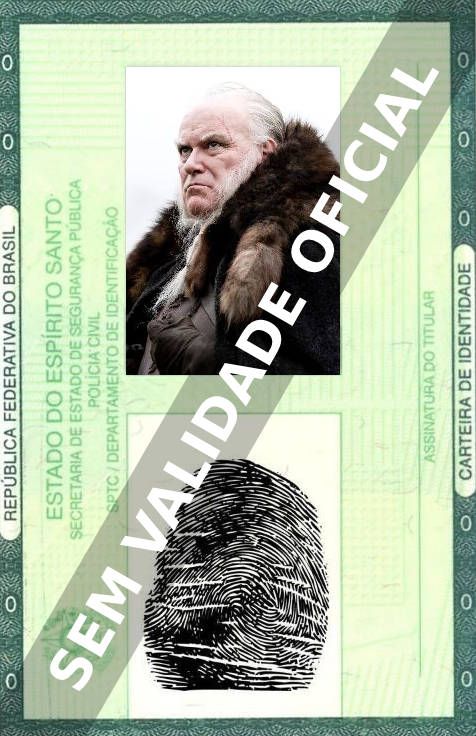 Imagem hipotética representando a carteira de identidade de Ron Donachie