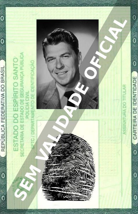 Imagem hipotética representando a carteira de identidade de Ronald Reagan