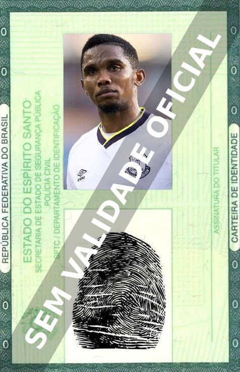 Imagem hipotética representando a carteira de identidade de Samuel Eto'o