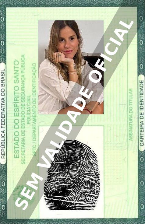 Imagem hipotética representando a carteira de identidade de Shantal