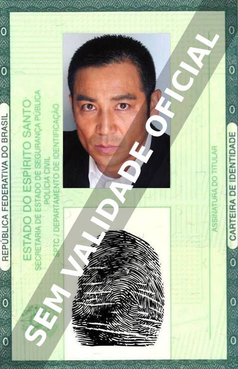 Imagem hipotética representando a carteira de identidade de Shun Sugata