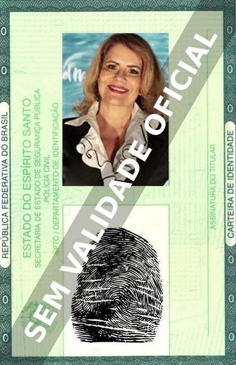 Imagem hipotética representando a carteira de identidade de Silvia Bandeira