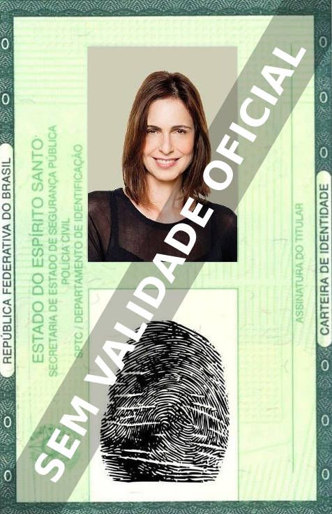 Imagem hipotética representando a carteira de identidade de Sílvia Pfeifer