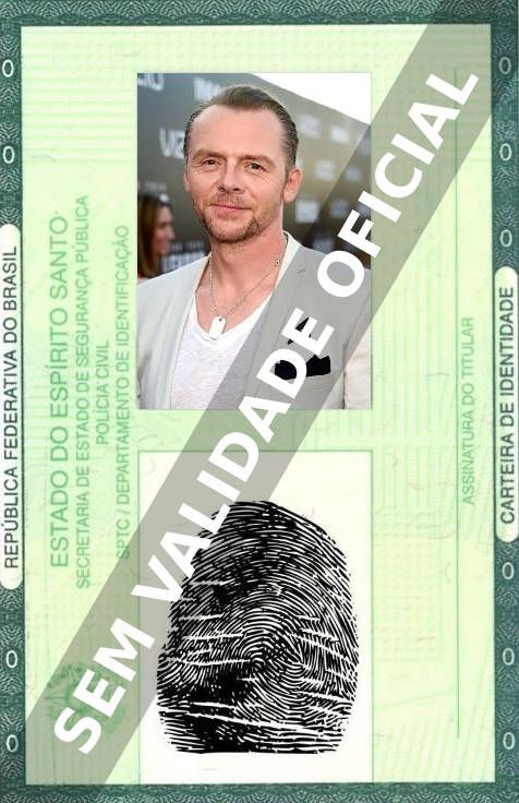 Imagem hipotética representando a carteira de identidade de Simon Pegg