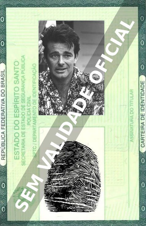 Imagem hipotética representando a carteira de identidade de Stuart Whitman