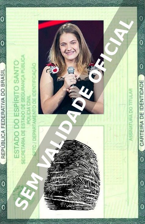 Imagem hipotética representando a carteira de identidade de Tábatha Almeida