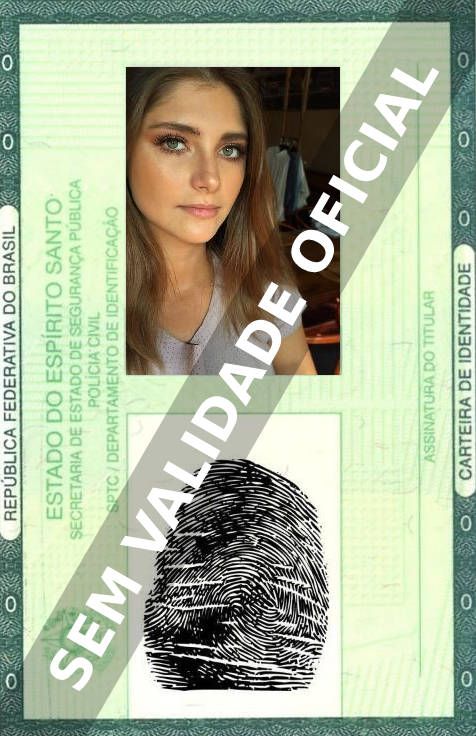 Imagem hipotética representando a carteira de identidade de Tammy Di Calafiori