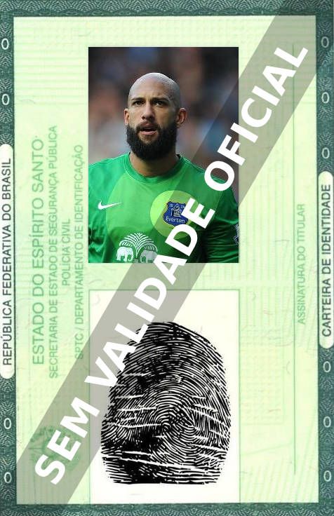 Imagem hipotética representando a carteira de identidade de Tim Howard