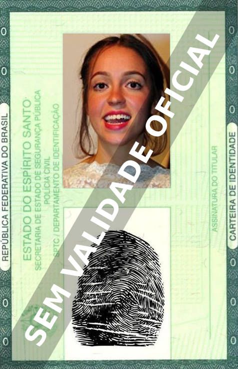 Imagem hipotética representando a carteira de identidade de Valentina Bandeira