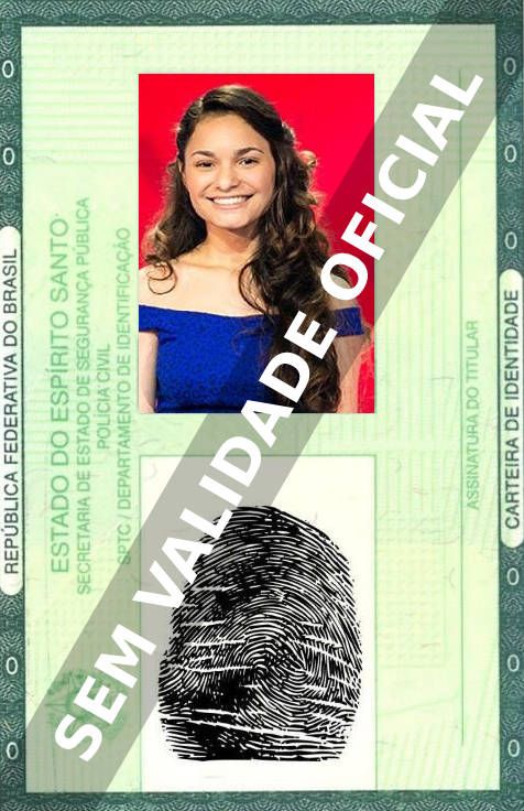 Imagem hipotética representando a carteira de identidade de Vitória Lopes