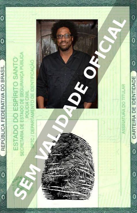 Imagem hipotética representando a carteira de identidade de W. Kamau Bell